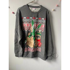 Holiday Time Festive Sloth on Skis Gray Crewneck Pullover Sweatshirt